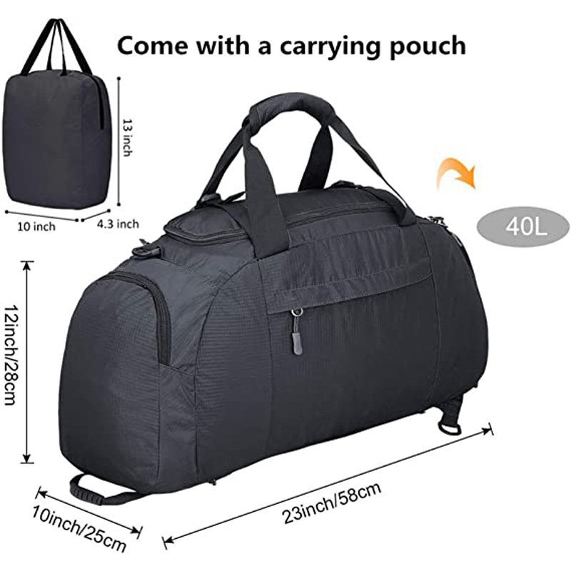 Black Nylon Holdall Weekend Travel Storage Bags