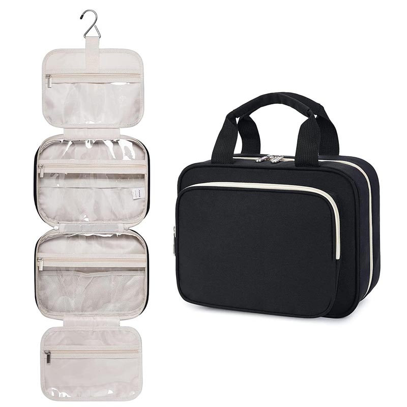 Borsa organizer pieghevole da viaggio per trucco con portaspazzole