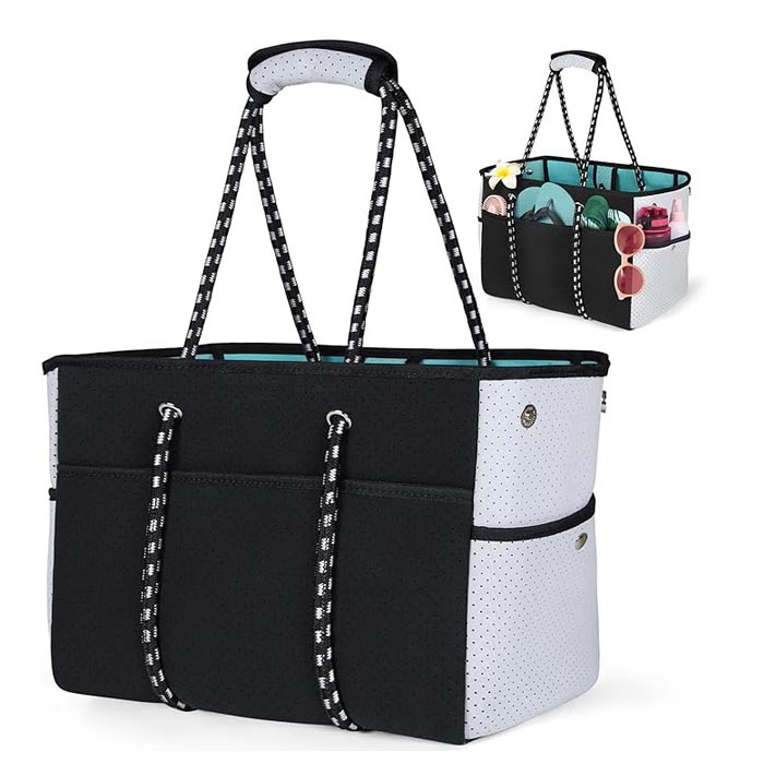 L'applicazione della borsa da spiaggia in neoprene