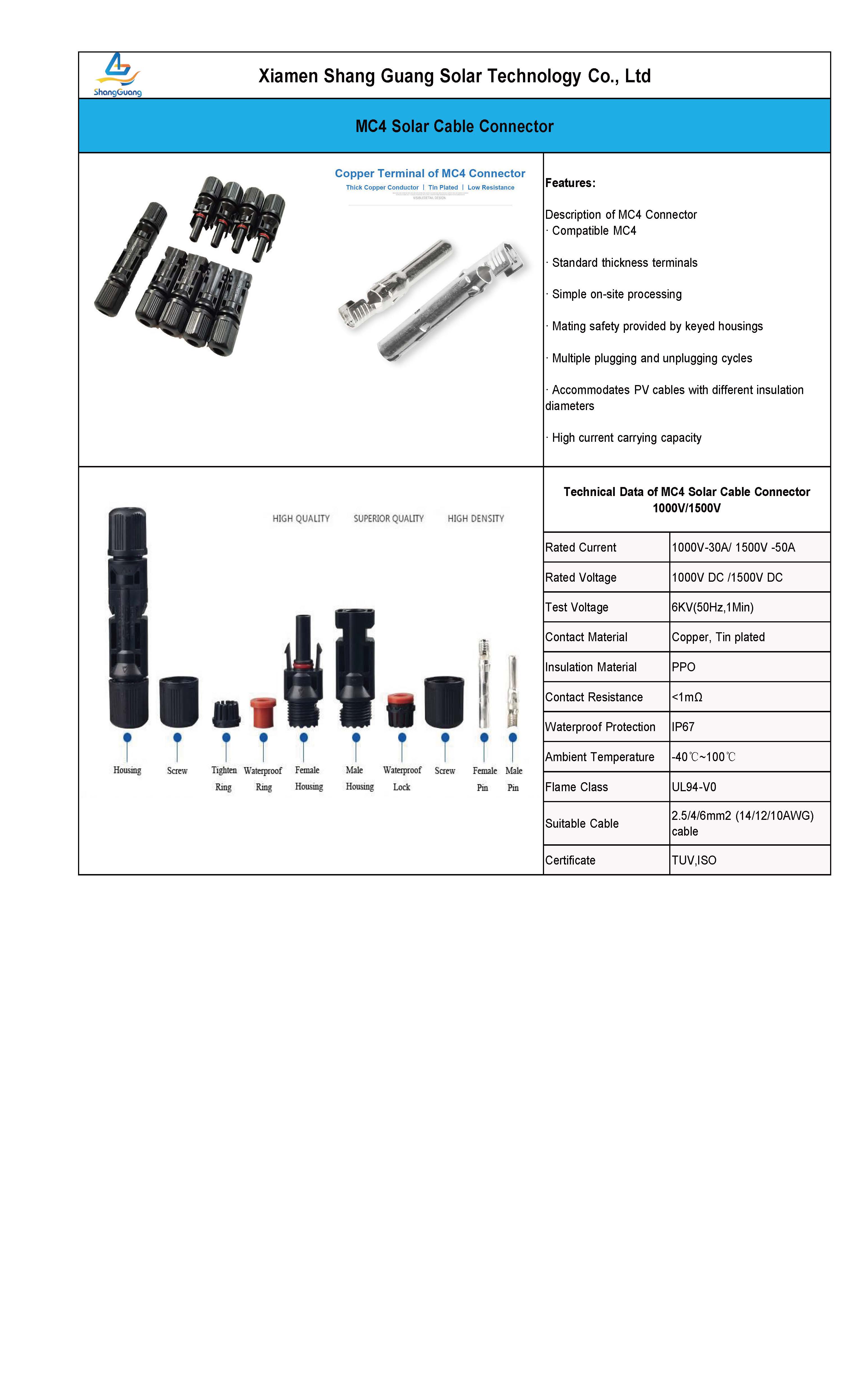 MC4 cable connector