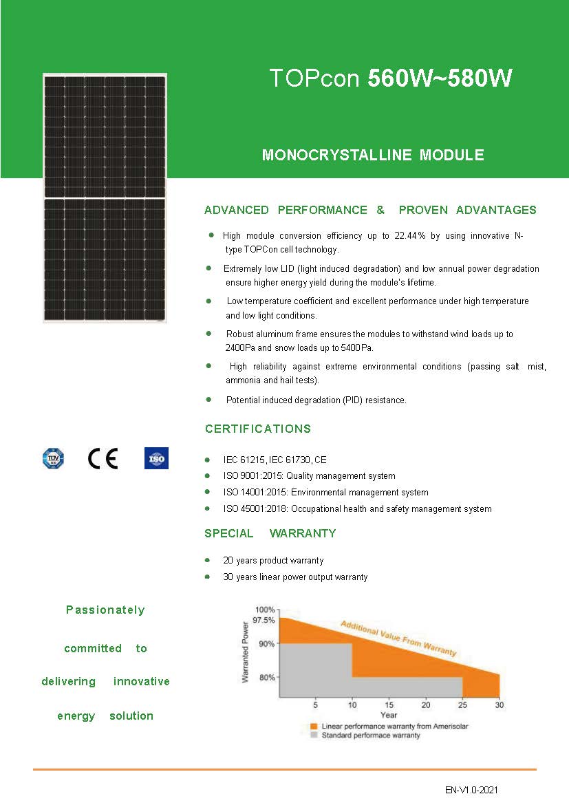 Solar Module Topcon560~580W