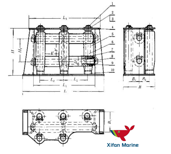 marine nine rollers fairlead