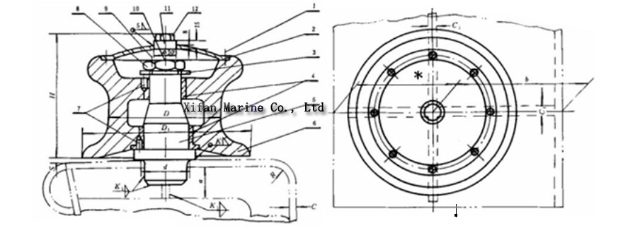 JIS F 2014-1987 Open Type Single Fairlead Roller