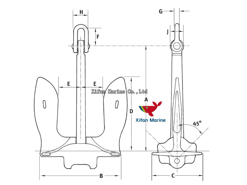 U.S.N type stockless anchor