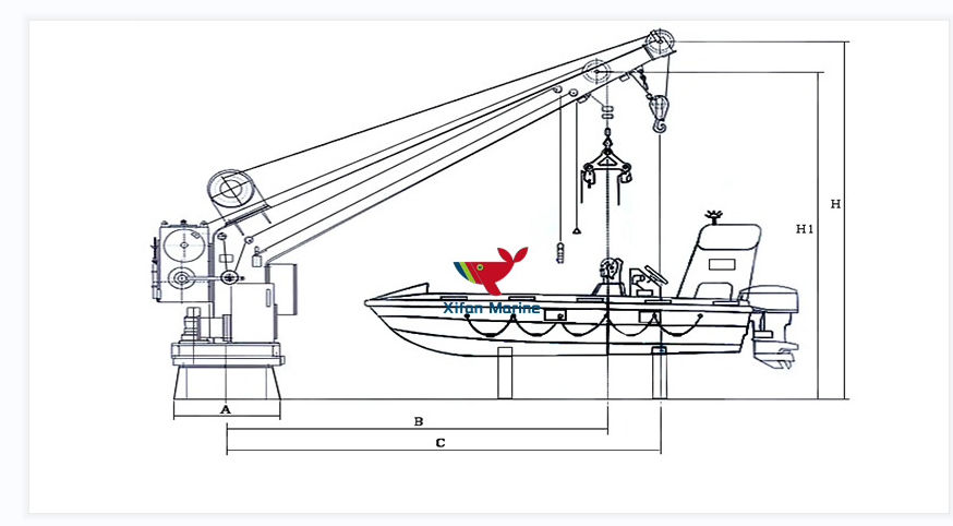 Single Arm Rescue Boat Davit Crane