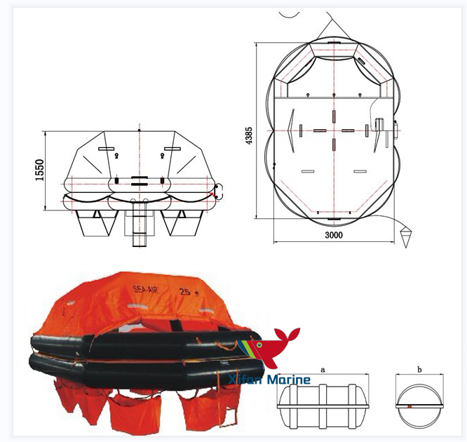 Throw-over board Inflatable Liferaft