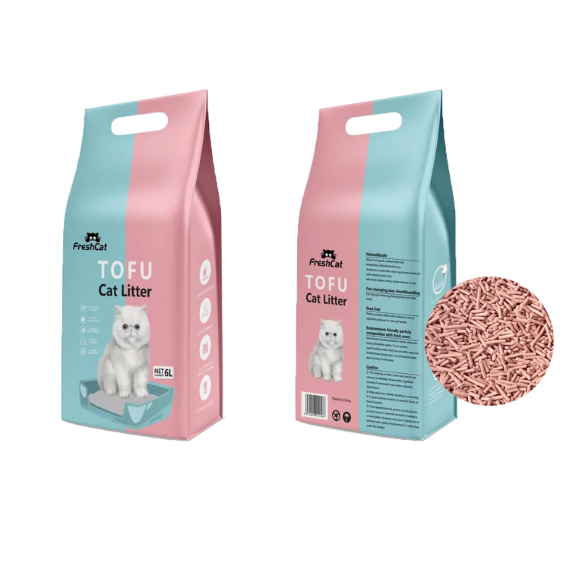Litière agglomérante naturelle pour chat au tofu