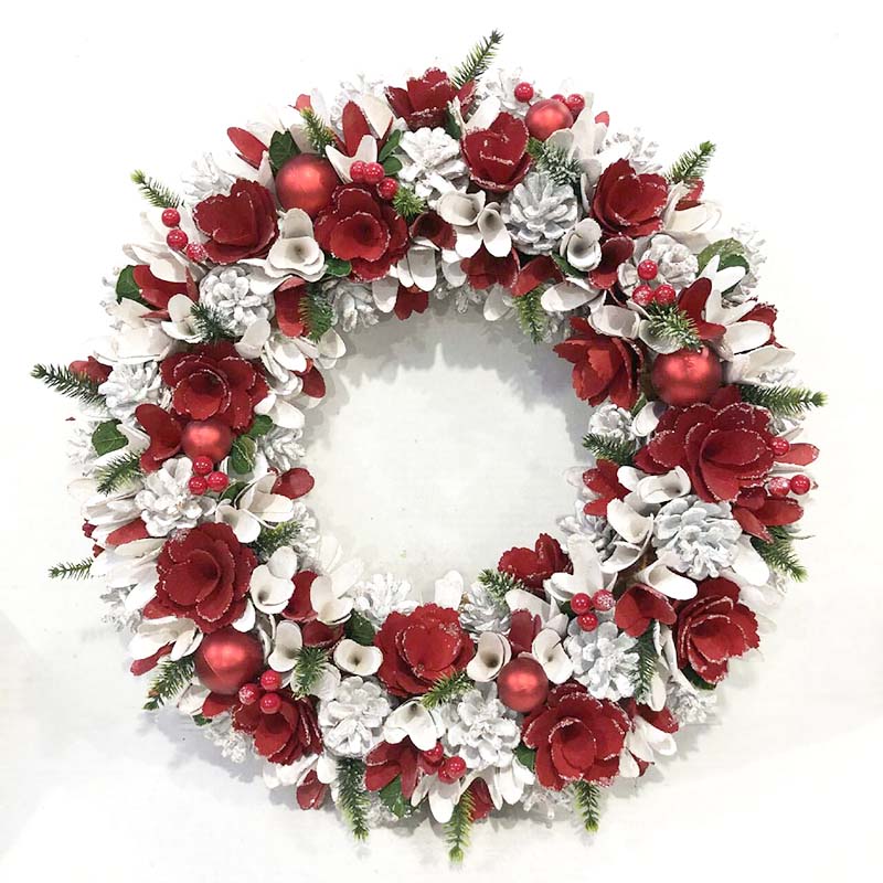 Large Christmas Wood Curl Wreath Decoration