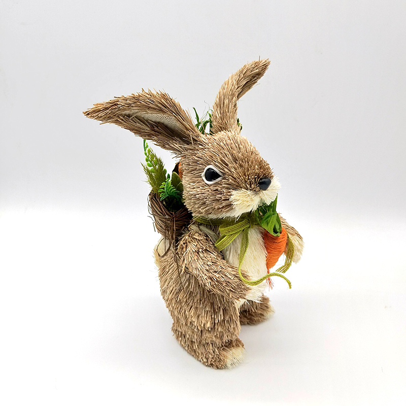 Easter Craft Straw Bunny Grass Rabbit With Carrot In Hand