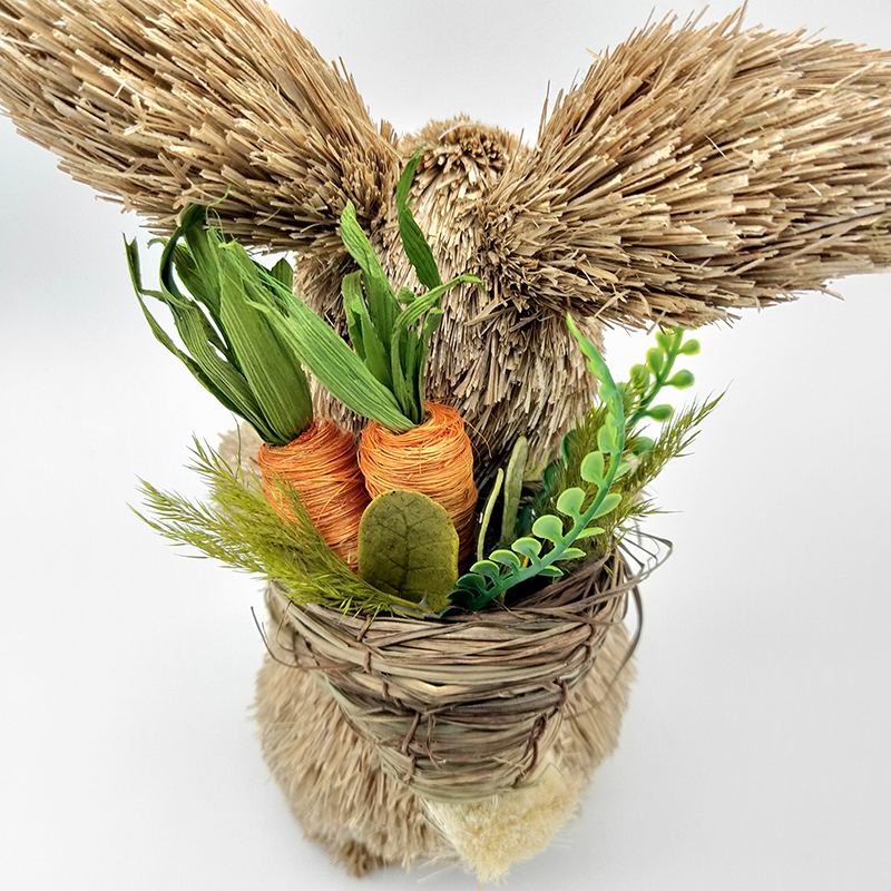 Easter Craft Straw Bunny Grass Rabbit With Carrot In Hand