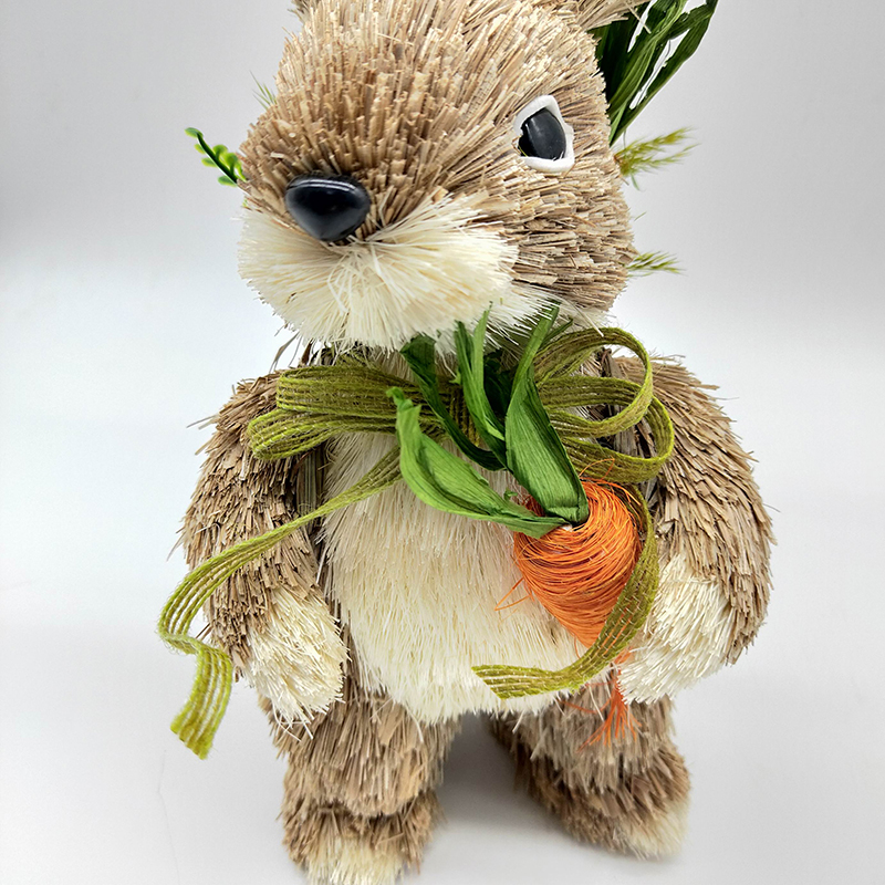 Easter Craft Straw Bunny Grass Rabbit With Carrot In Hand