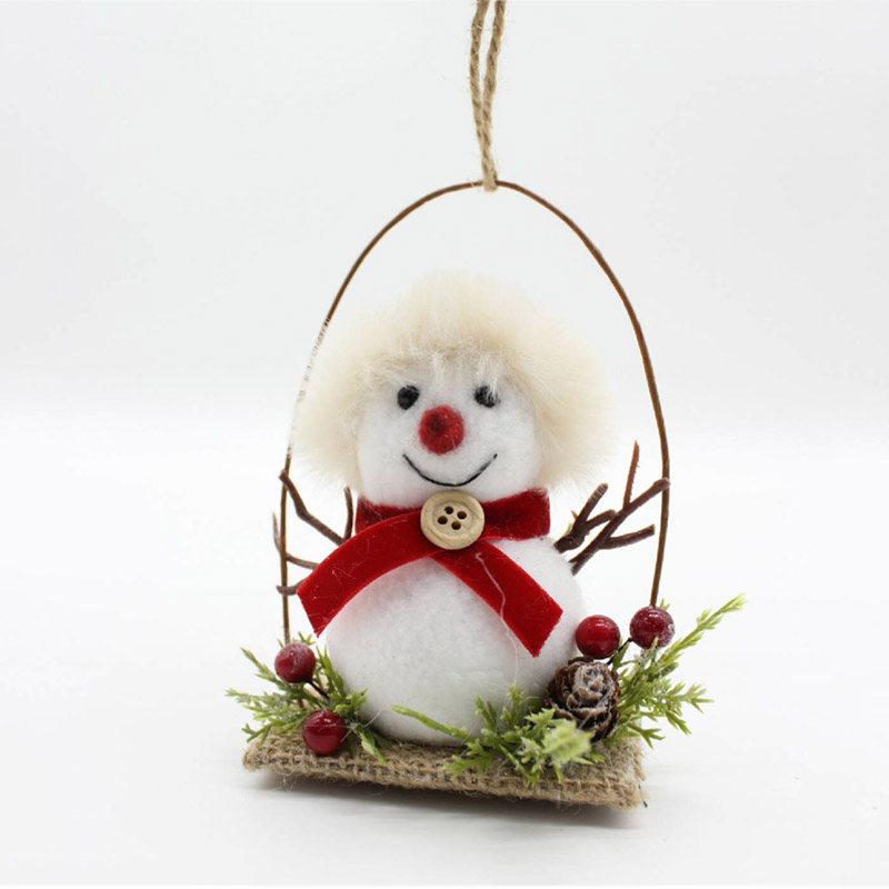 Christmas Handmade Flocked Snowman Pendant