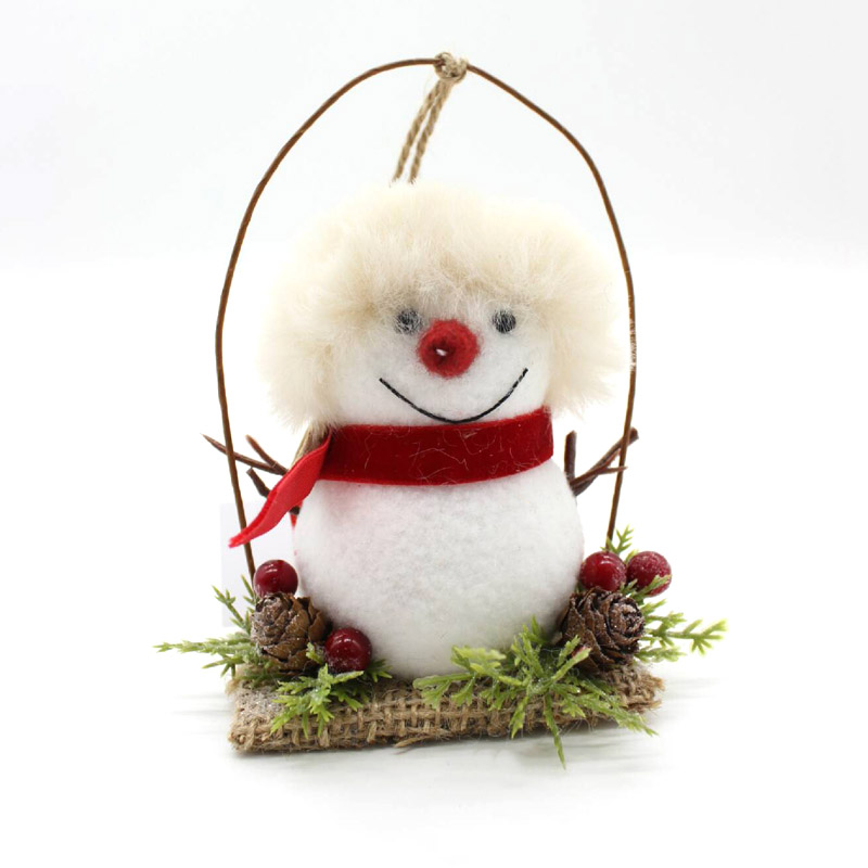 Christmas Handmade Flocked Snowman Pendant