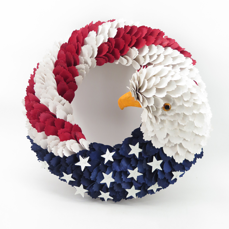 4th Of July Eagle Head Wood Chip Decoration Wreath