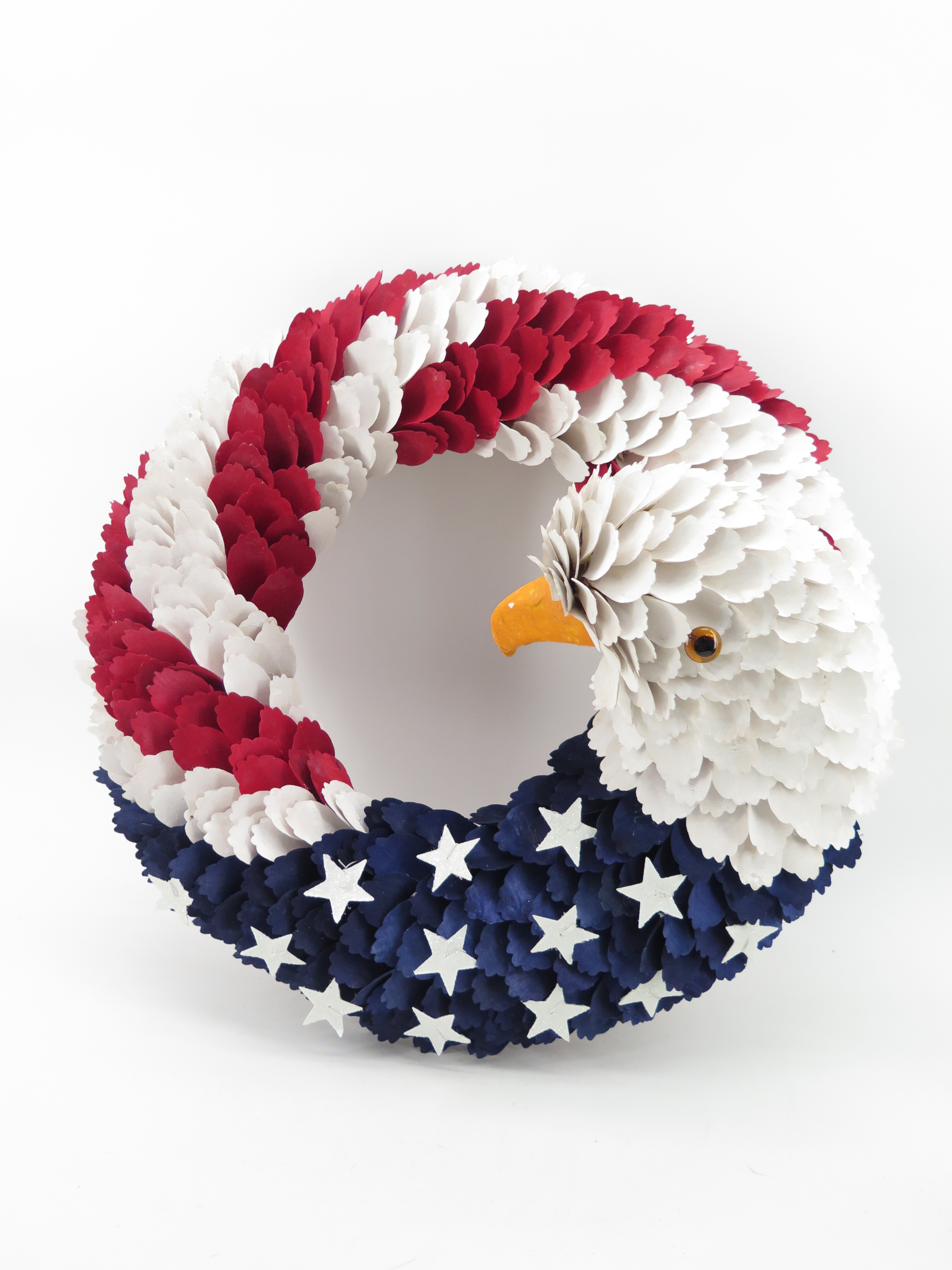 4th Of July Eagle Head Wood Chip Decoration Wreath