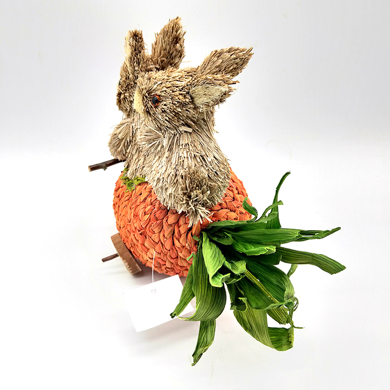 Handmade Easter Straw Bunny with Carrot Car