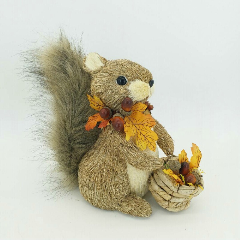 Fall Decor Straw Animals Decor For Harvest Squirrel