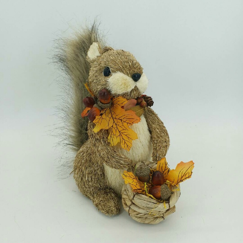 Fall Decor Straw Animals Decor For Harvest Squirrel