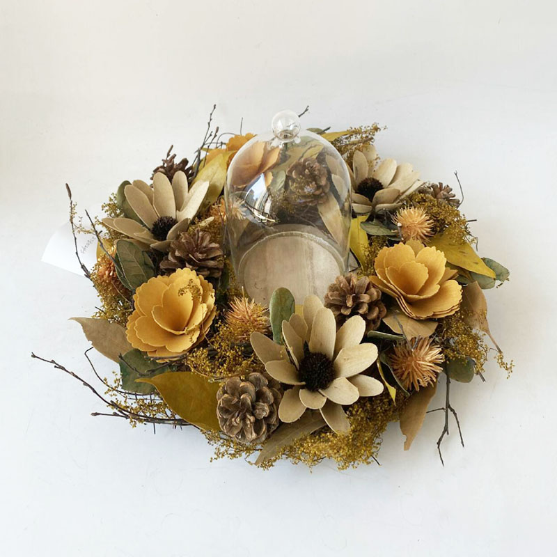 Fall Decoration Harvest Wood Chip Candle Holder