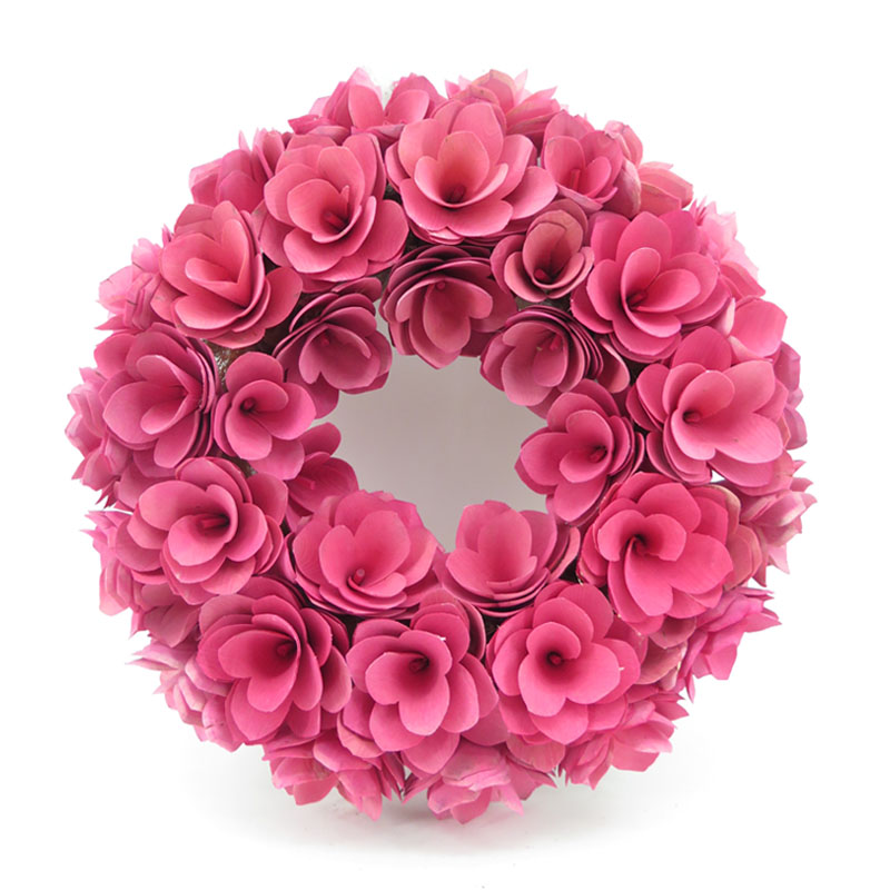 Wall Decor Pink Color Valentine's Day Wood Chip Wreath