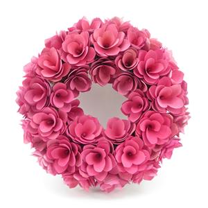 Couronne de copeaux de bois de couleur rose, décoration murale pour la saint-valentin