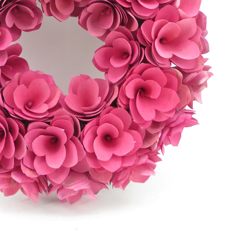 Wall Decor Pink Color Valentine's Day Wood Chip Wreath