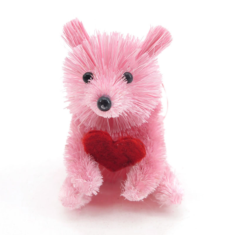 Valentine's Day Sisal Material Pink Animals Decoration Pendant