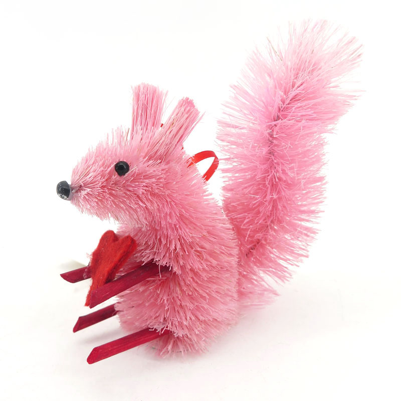 Valentine's Day Sisal Material Pink Animals Decoration Pendant