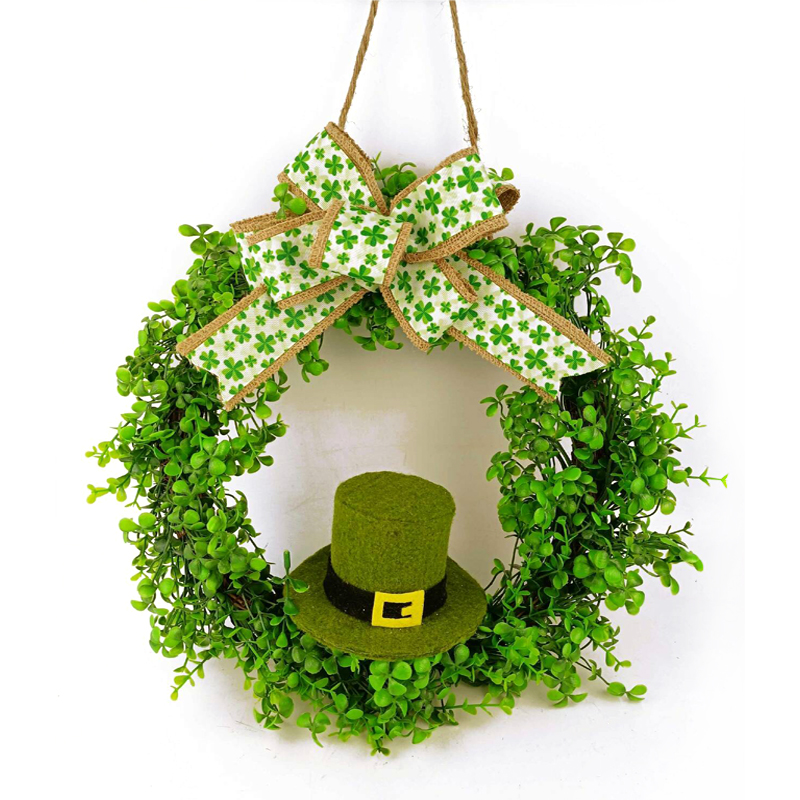 Corona verde decorativa para decoración de pared del día de San Patricio