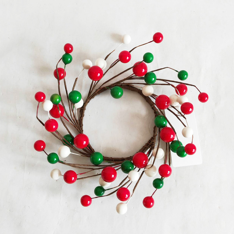 Green White Red Berries Decoation Christmas Candle Ring
