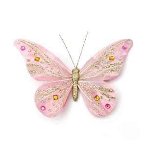 Mariposa de decoración rosa artificial hecha a mano