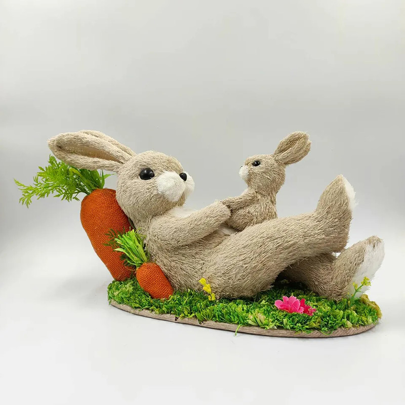 Easter Home Decoration Bunny Natural Straw Sisal Rabbit