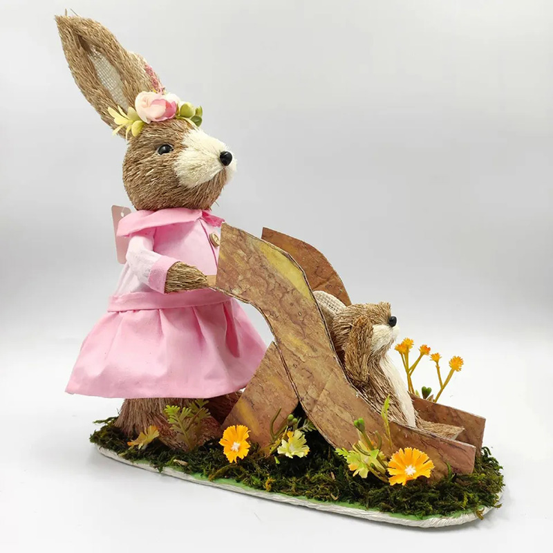 Easter Home Decoration Bunny Natural Straw Sisal Rabbit