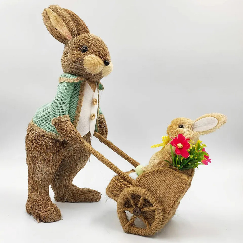Easter Festival Holiday Supplies Decor Straw Bunnies
