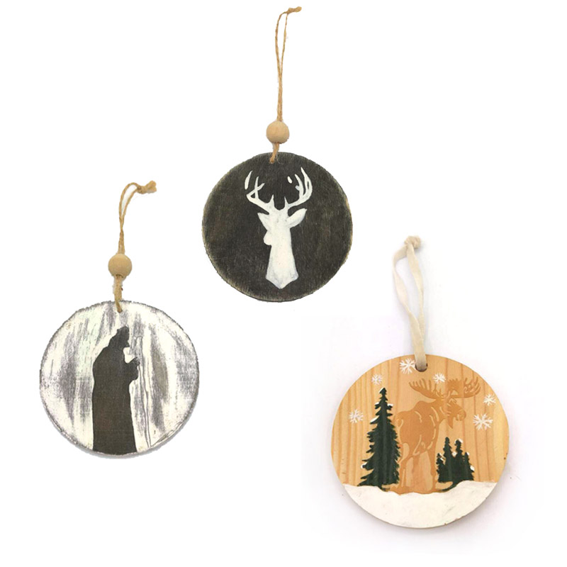 Wooden round ornament pendant