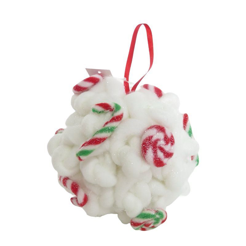 White Tabletop Christmas Tree with Red and White Candy Cane Accents