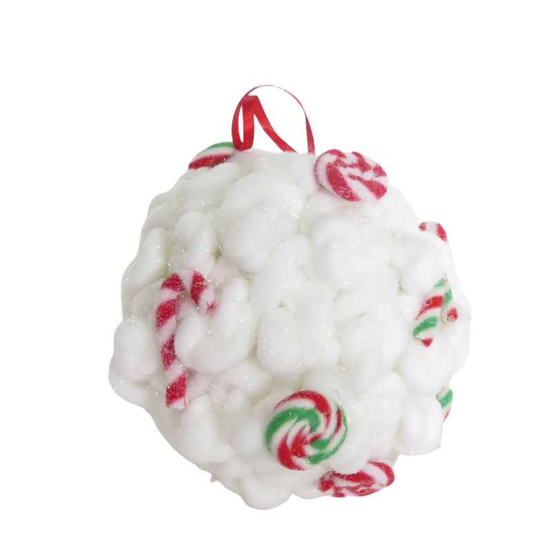 White Tabletop Christmas Tree with Red and White Candy Cane Accents