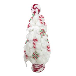 White Tabletop Christmas Tree with Red and White Candy Cane Accents