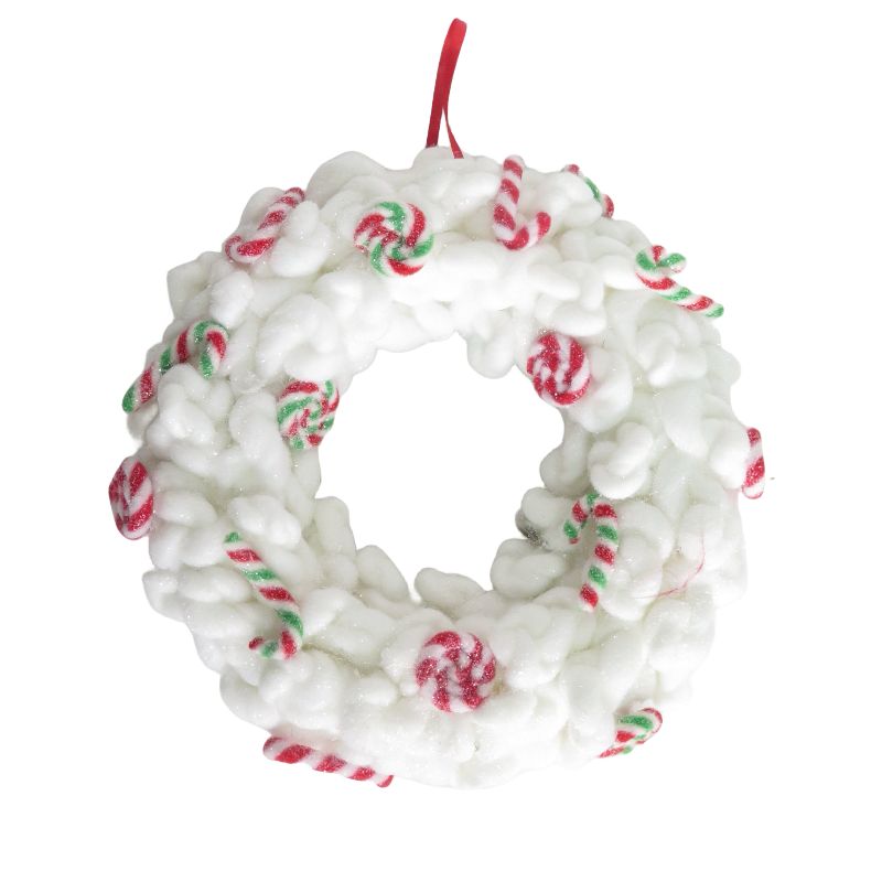 White Tabletop Christmas Tree with Red and White Candy Cane Accents