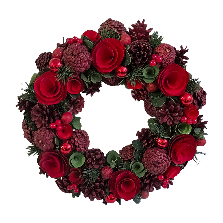 Guirnalda navideña hecha a mano, flores decorativas, coronas y plantas, guirnalda navideña para decoración del hogar