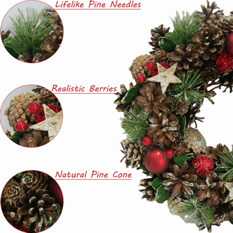 Artificial Natural Pine Cone Christmas Door Wreath Decoration