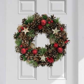 Artificial Natural Pine Cone Christmas Door Wreath Decoration