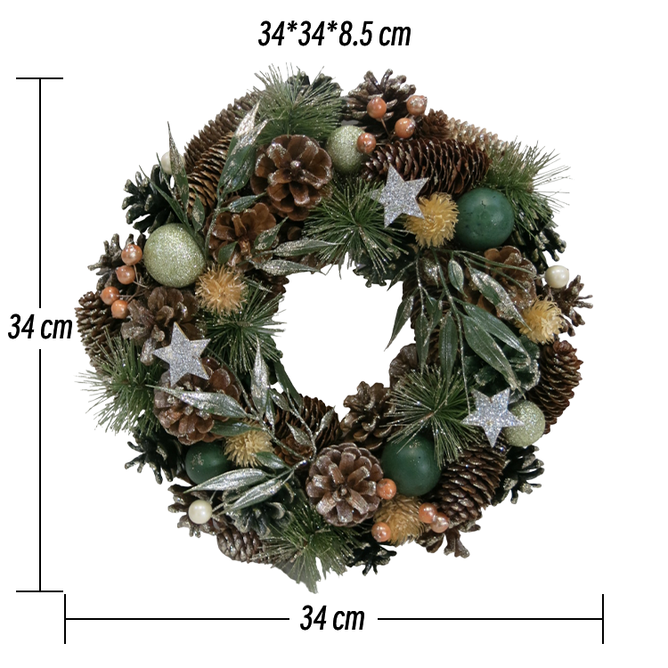 Artificial Glitter Pine Cone Christmas Door Wreath Decoration