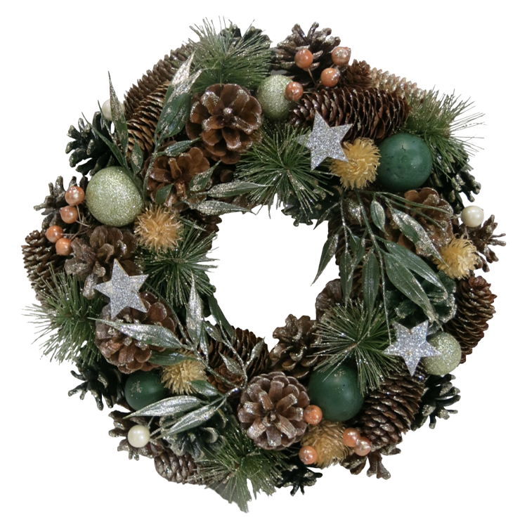 Artificial Glitter Pine Cone Christmas Door Wreath Decoration