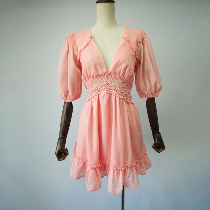 Ladies Puff Sleeve Short Dress