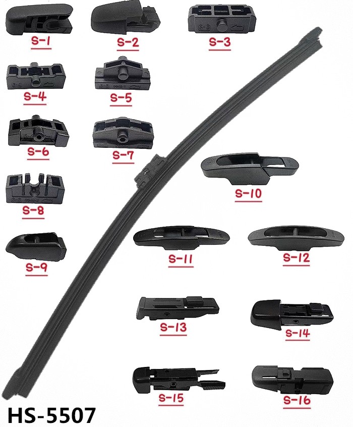 Rear wiper blade with multifit adapters