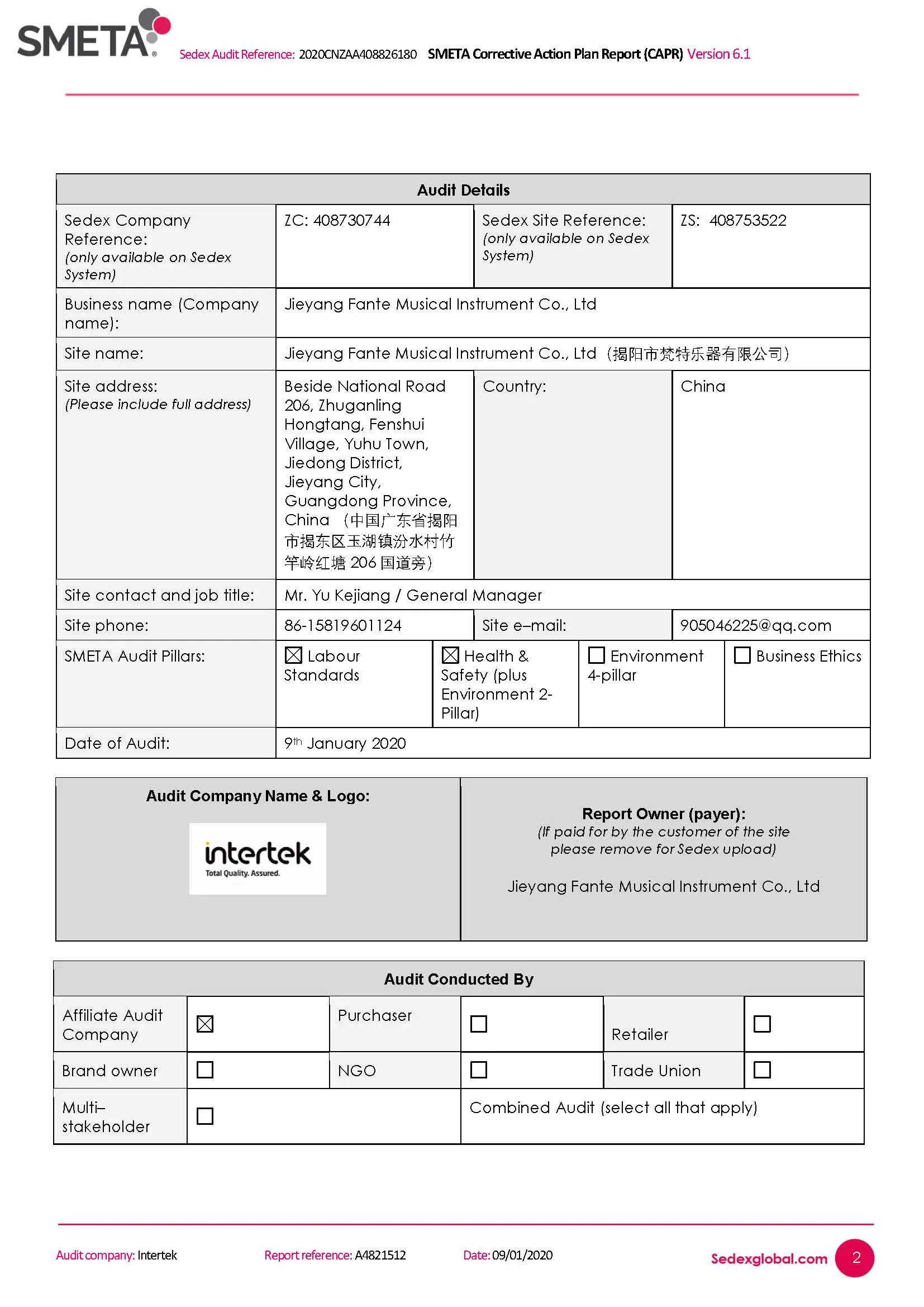 the Sedex Members Ethical Trade Audit