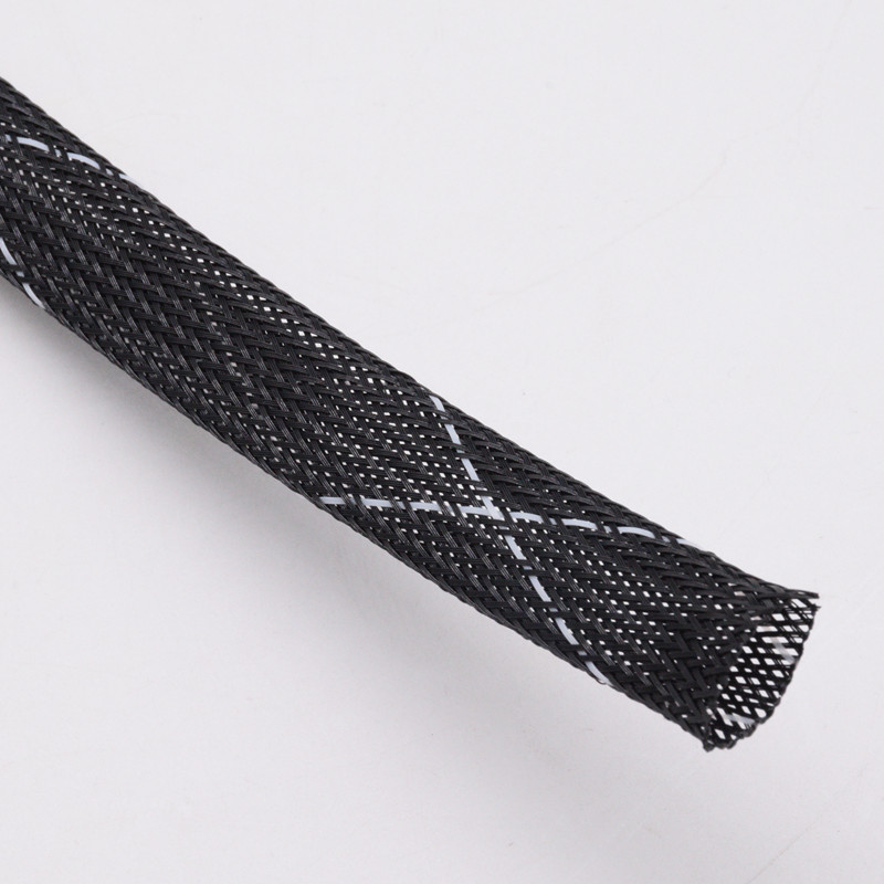 Sleeving, Braided, Expandable, PET (Polyethylene Terephthalate), Black,  6.35 mm, 30.5 m, 100 ft