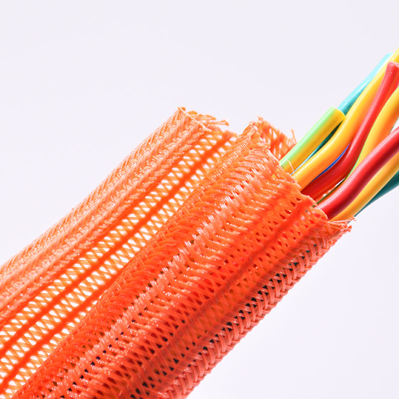 Orange Split Braided Wire Loom Cable Sleeve