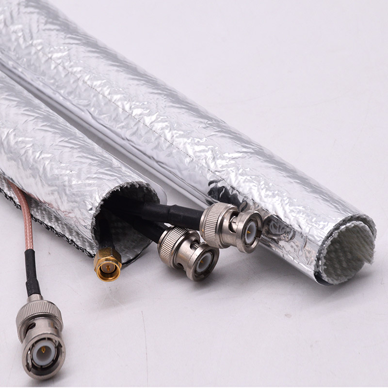 Manga de cable de alambre dividido a prueba de calor de fibra de vidrio de papel de aluminio